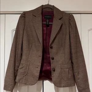 Banana Republic Women's brown plaid wool‎ blend Blazer size 2 thumbnail 1