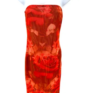 Meshki Aphrodite Strapless Mesh Dress Red Rose Floral Print Midi Bodycon Size M‎ thumbnail 3