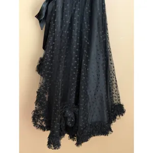 VTG 80s Black Swiss Tulle Dot One Shoulder Cocktail Dress Size 10 Whimsigoth thumbnail 8