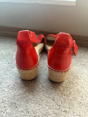 Franco Sarto Red Snake Embossed Espadrille Platform Sandals 8.5 thumbnail 4