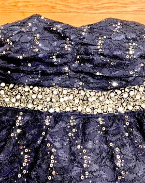 My michelle strapless navy blue rhinestone-embellished cocktail dress size 7 thumbnail 10