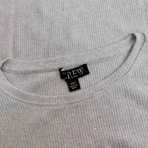 J. CREW Vintage Rib Long Sleeve T-Shirt Embellished Heathered Dove XXS XX-Small thumbnail 9