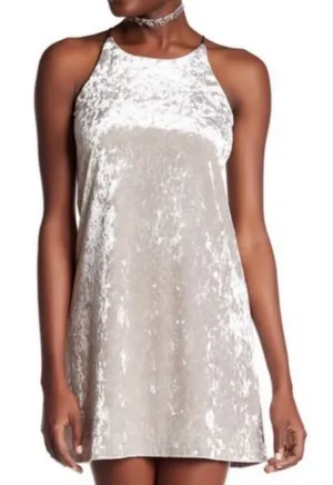 Love Ady Silver Crushed Velvet Mini Cocktail Dress thumbnail 1