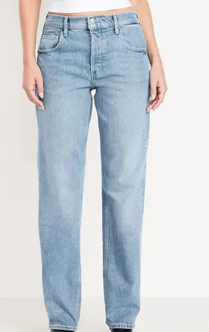 Old Navy Mid-Rise Slouchy Straight Jeans thumbnail 1