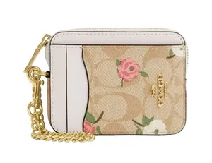NWT Coach Zip Card Case In Signature Canvas With Floral Print thumbnail 1