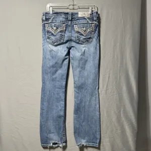 Miss Me Chloe Boot Jeans Women 30 Mid‎ Rise Embellished 30x30 Distressed Bling thumbnail 3