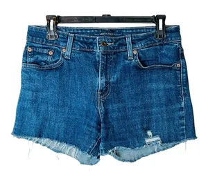Levi's Mid Rise Skinny Cut Off Denim Shorts Womens 8 Blue‎ Distressed Raw Hem thumbnail 1