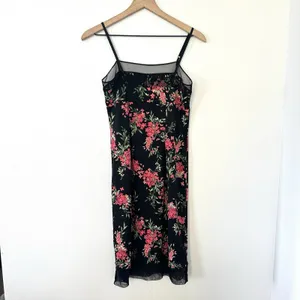 Vintage Y2K USA Made BCBG Floral Slip Dress Mesh Detail Sz M Fairy Boho Pink thumbnail 8