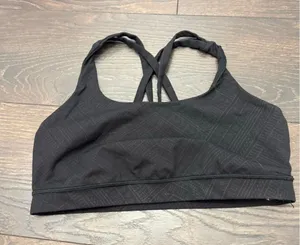 Lululemon Women’s 12 Black Patterned Energy Sports Bra Strappy No Padding thumbnail 1