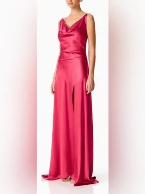 NEW ELLIATT Clementine Cowl Neck Maxi Dress scarlet red Sz L thumbnail 2