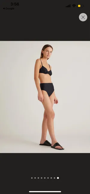 New Quince Italian High-Rise Bikini Bottom in Black Size Small thumbnail 4