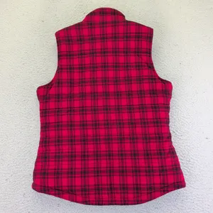 Duluth TRADING Womens Small Sherpa Lined‎ Plaid Vest Red Black Zip Up Quilted thumbnail 2