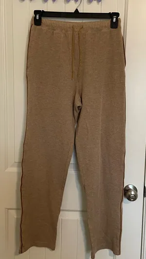 Liz Claiborne women’s‎ tan soft knit drawstring pocket sweatpants lounge small thumbnail 1