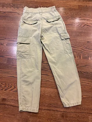 Zara Light Olive Cargo Pants - Casual Utility Style, xS thumbnail 2