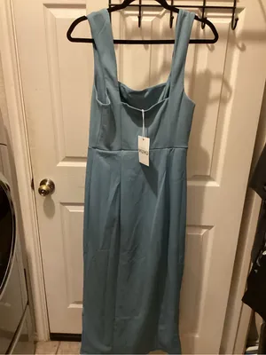 Show Me Your MuMu Sleeveless Midi Dress in Powder Blue thumbnail 3