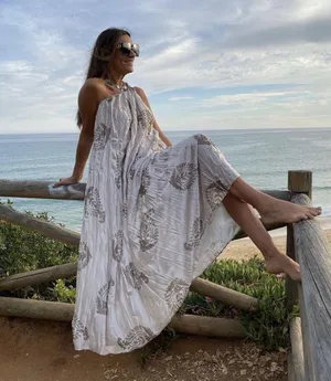 Zara dress maxi oversize fit boho blogger prints casual summer vacation wedding thumbnail 1