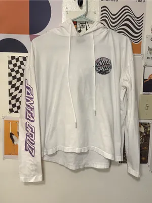 Santa Cruz Women’s White Graphic Lightweight Hoodie Size 10 thumbnail 1