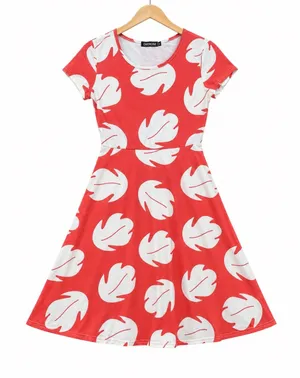 Deerose Red Lilo & Stitch Hawaiian leaf Dress Costume XS cosplay Disneybound thumbnail 1