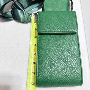 Green Synthetic Leather Crossbody Bag with Removable coin purse/or AirPods case thumbnail 6