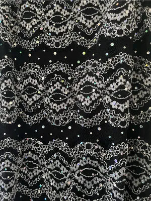 Vintage 90s R&M Richards Black Silver Lace Sequin Midi Cocktail Dress 10 Sparkly thumbnail 4