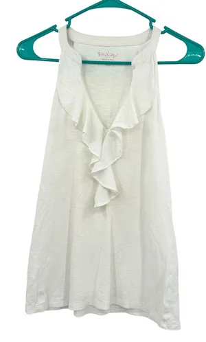 Lilly Pulitzer‎ size Small 100% pima cotton white tank top shirt blouse v neck thumbnail 1