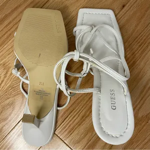 GUESS Leeba Faux Leather Square Toe Strappy Heels, White, Size 7, NWOT thumbnail 9