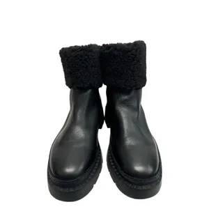 Marc Fisher LTD Boots Black Leather Fur Shearling Lug Sole Size 7‎ Ankle Booties thumbnail 4