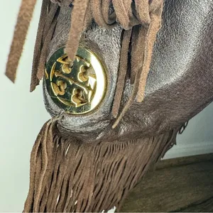 Tory Burch Dark Brown Fringed Leather Suede Hobo Bag thumbnail 4