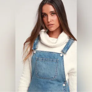 Free People - Louise Denim Skirtall Overall Skirt size 4 thumbnail 4