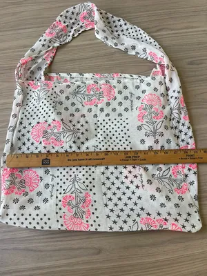 Free People White Tote with Pink Floral and Black Accents thumbnail 3