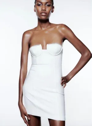 ZARA mini bodycon rhinstone cup fitted sleeveless party wedding coctail dress thumbnail 11