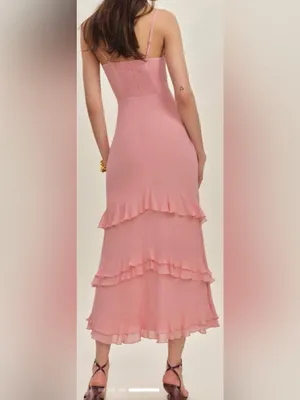 NEW REFORMATION Ellora midi pink sleeveless dress sz 10 thumbnail 2