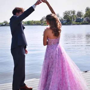Jovani Dress peal pink long flowing prom dress thumbnail 5