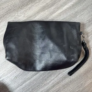 Patricia Nash Valerie Leather Foldover Wristlet Clutch Black Minimalist FLAW thumbnail 2