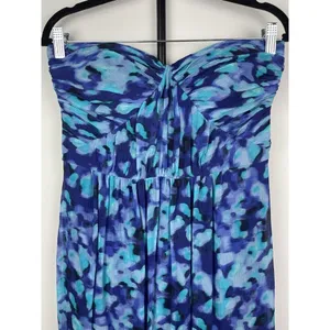 Banana Republic Blue Chiffon‎ 100% Silk Sweetheart Neck Strapless Dress Size 8 thumbnail 2