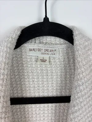 Barefoot Dreams CozyChic Lite Coastal Cardi Sweater Bisque Tan Women’s Large thumbnail 4