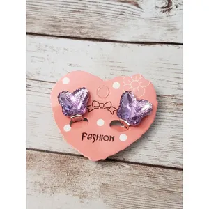 Clip On Earrings Purple Butterfly Shape Gem - New thumbnail 2