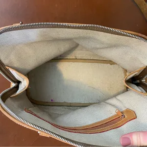 Vintage Dooney and bourke Domed‎ Signature Jacquard Tan Brown Leather Crossbody thumbnail 5