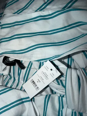 NWT White House Black Market Blue White Striped Cutout Maxi Dress Double Stripe thumbnail 5