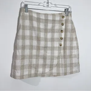 Madewell Linen‎ Blend Tulip Hem Mini Skirt NWT Size 6 Gingham Minimalist Casual thumbnail 3
