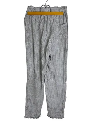 Aerie Off Duty Cotton Pinstripe Frayed Hem taper Lounge pants trouser White XS thumbnail 3