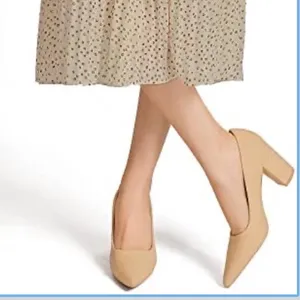 Chollima Womens Pointed Toe Block Heel Pumps Beige Tan Size 8.5 Business Dressy‎ thumbnail 1