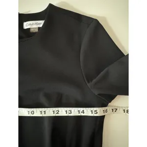 Calvin Klein Black Midi Dress 2 Tulip Pleated Front • Classic Office • Elegant thumbnail 8
