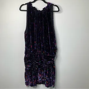 Ramy Brook silk velvet velour floral‎ Dolores halter mini dress size 14 party thumbnail 2