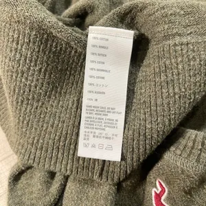 Hollister Olive Green Short Sleeve V Neck Cotton Knit Sweater Y2K Logo Medium thumbnail 5