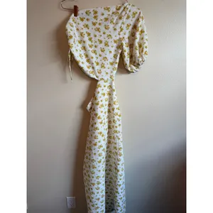 Sabo Skirt Women Maxi Dress S Yellow Floral One Shoulder Cut Out Ruched Slit thumbnail 7