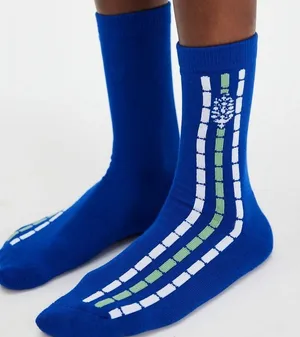 NWT Free People Fast Lane Crew Socks in Blue Combo thumbnail 1