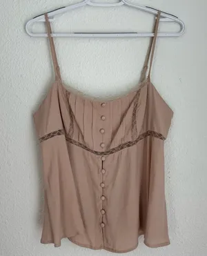 Wild Fable light ballet pink babydoll tank top cami lace button down size M thumbnail 1