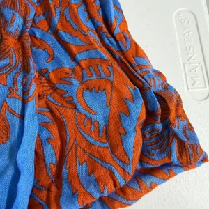 Women's blue orange floral print fringe lightweight fashion scarf accessories thumbnail 3