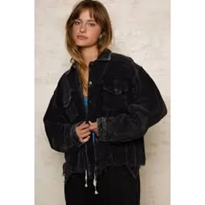 POL Black Trucker Corduroy Jean Jacket Sized L thumbnail 4